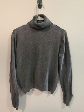 Ralph Lauren Dark Gray Silk Cashmere Turtleneck Sweater Sz LARGE